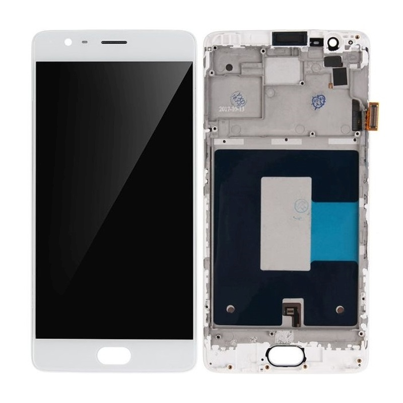 OnePlus 3 - LCD Displej + Dotyková obrazovka + Přední Sklo + Rám (Bílá) TFT