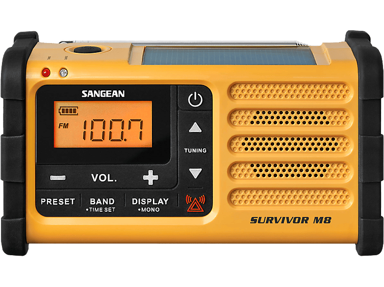Sangean Survivor M8 Portabel FM-Radio med Solcellsuppladdning - Gul