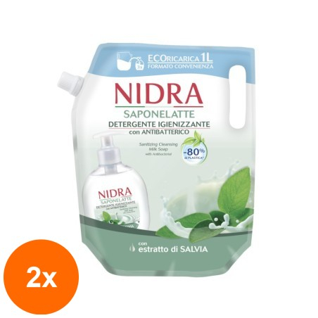 Set 2 x Rezerva Sapun Lichid Nidra Natural, Antibacterian 1 l...