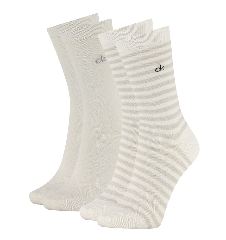CALVIN KLEIN - 2PACK witte gestreepte sokken van biologisch katoen