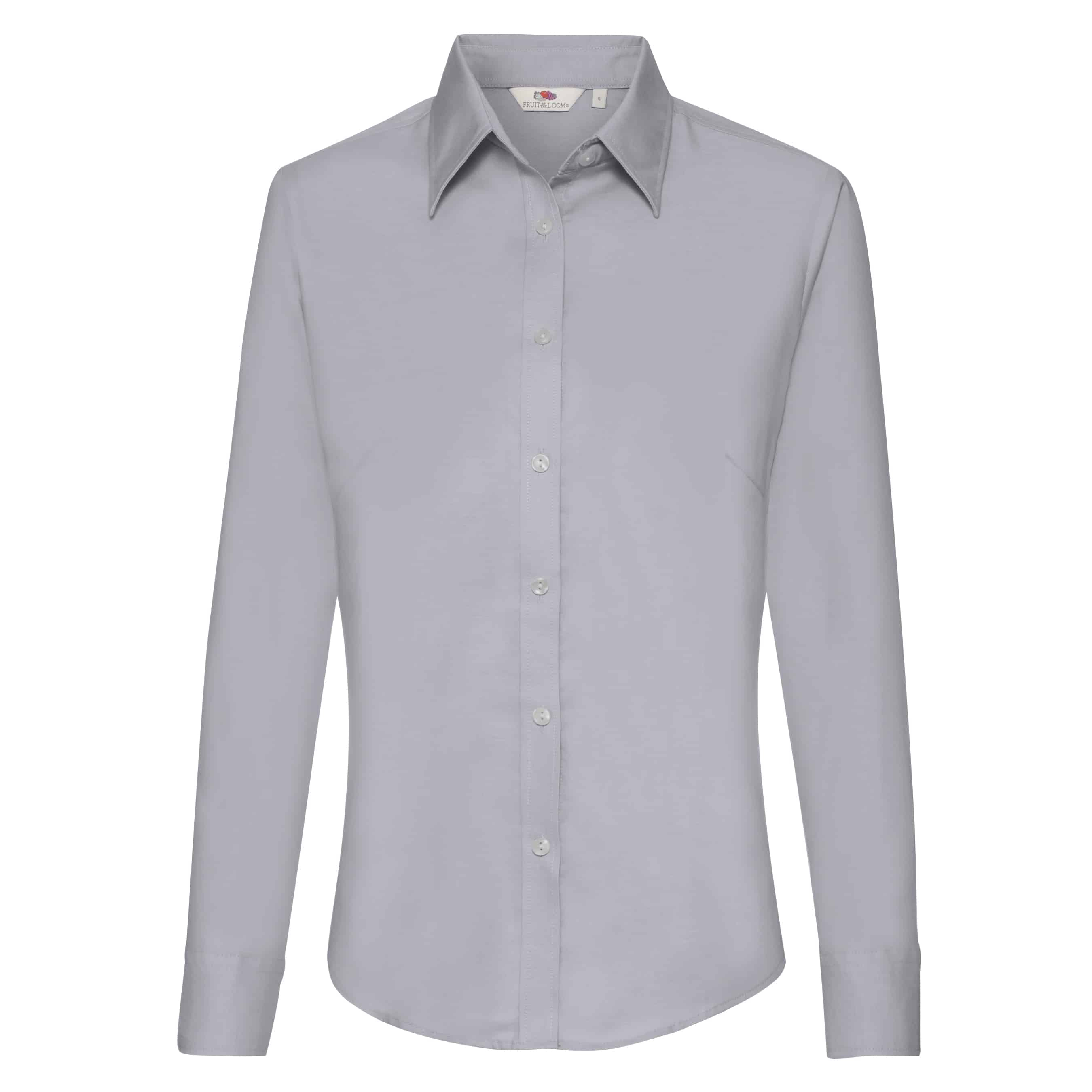 Women's Oxford Shirt with Long Sleeve Fruit Of The Loom Oxford Grey