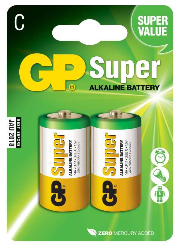 GP Alkaline batterier 14A-U2 / LR14 / C
