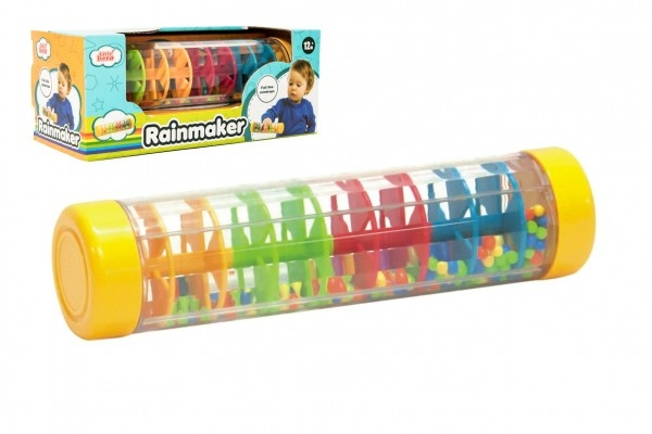 Lluvia de bolas / sonajero de plástico colorido 20cm rompecabezas en la caja 21x8,5x8,5 cm 12m+