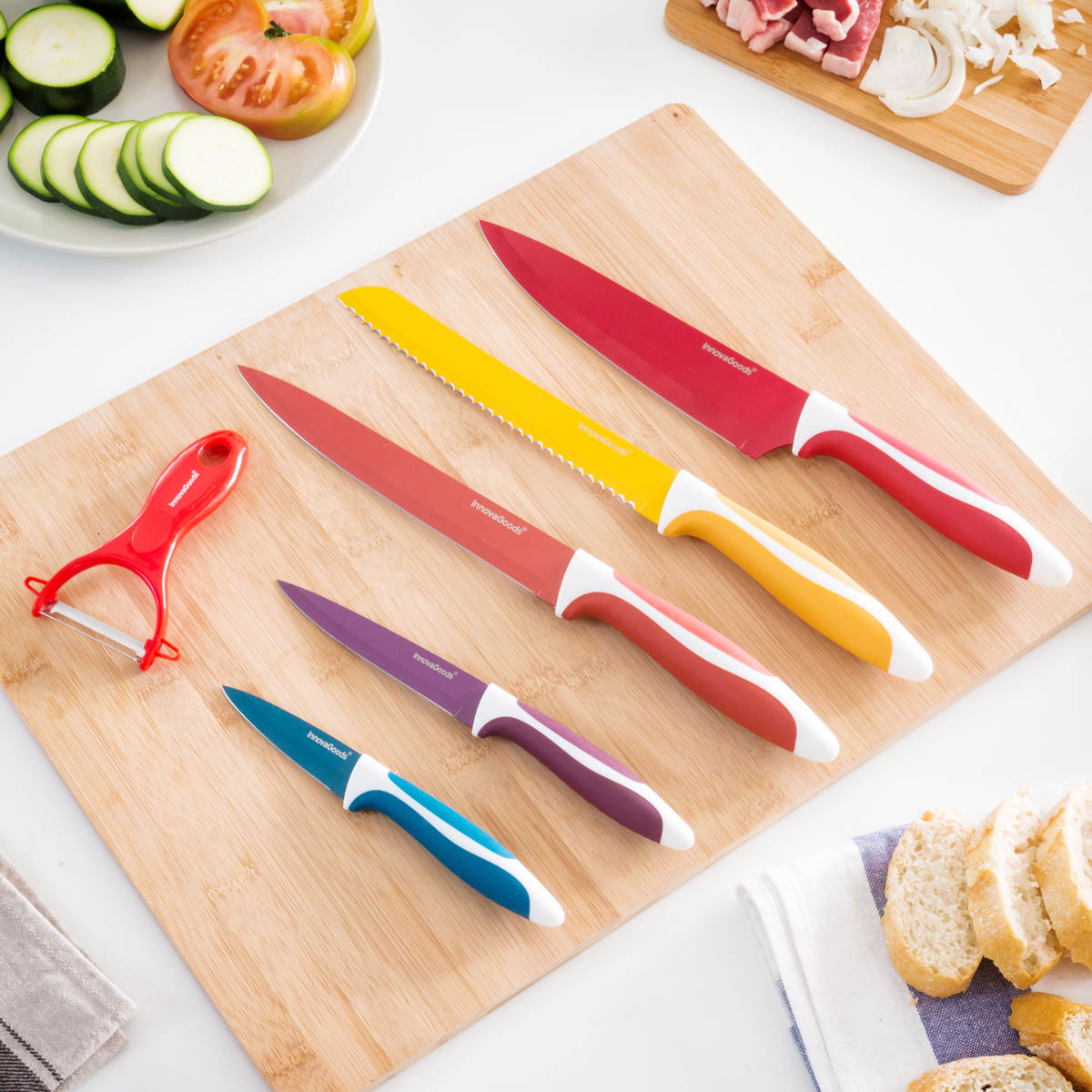 InnovaGoods keramisk knivsett med skreller (6 deler)