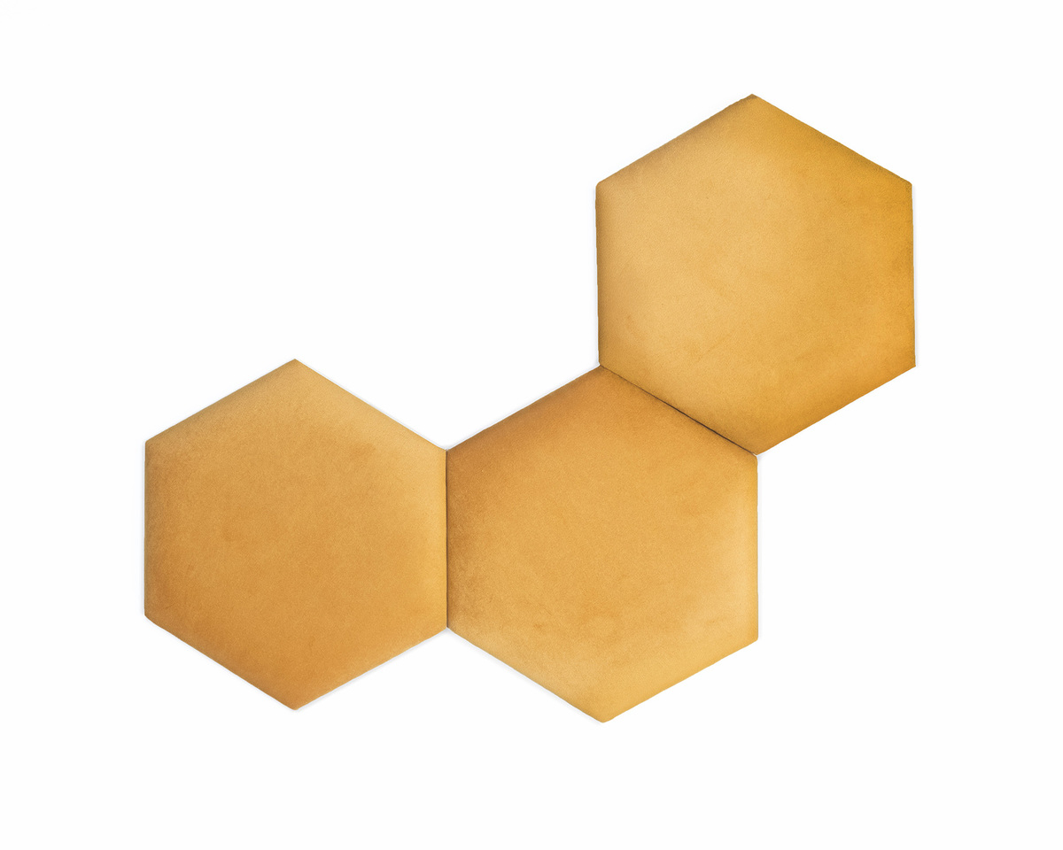 Panou capitonat Hexagon - miere - M