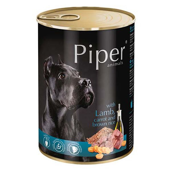Piper Adult conservă pentru câini cu miel, morcovi și orez brun 400 g