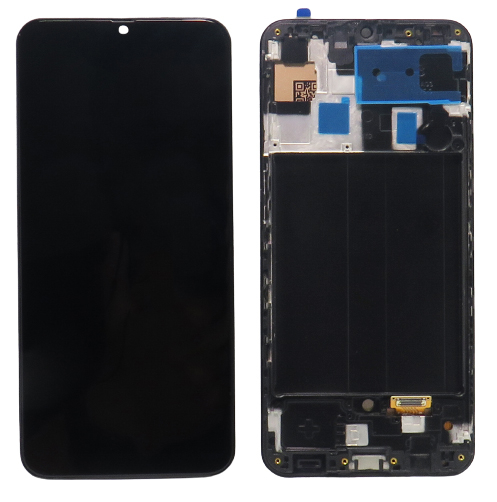 Samsung Galaxy A30 (SM-A305F) LCD pótképernyő+ érintőfelület fekete + keret