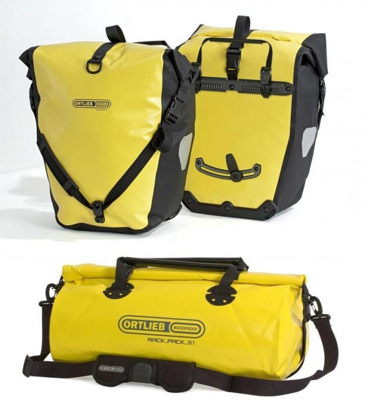 Ortlieb Back-roller Classic rear panniers + Ortlieb Rack-Pack 24l - yellow