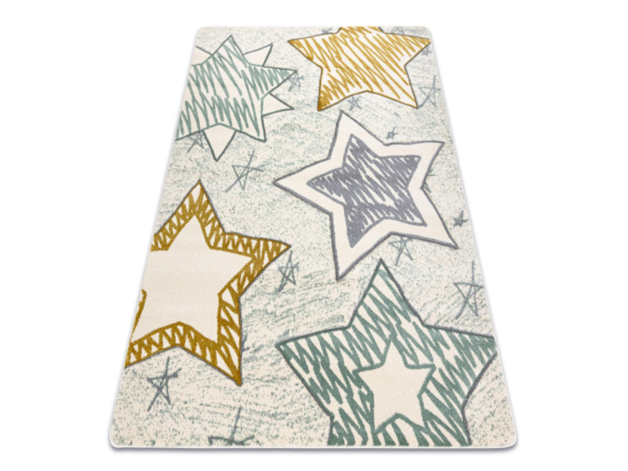 DW Zeleno-krémový vzorovaný koberec Stars Rozmer: 180x270 cm