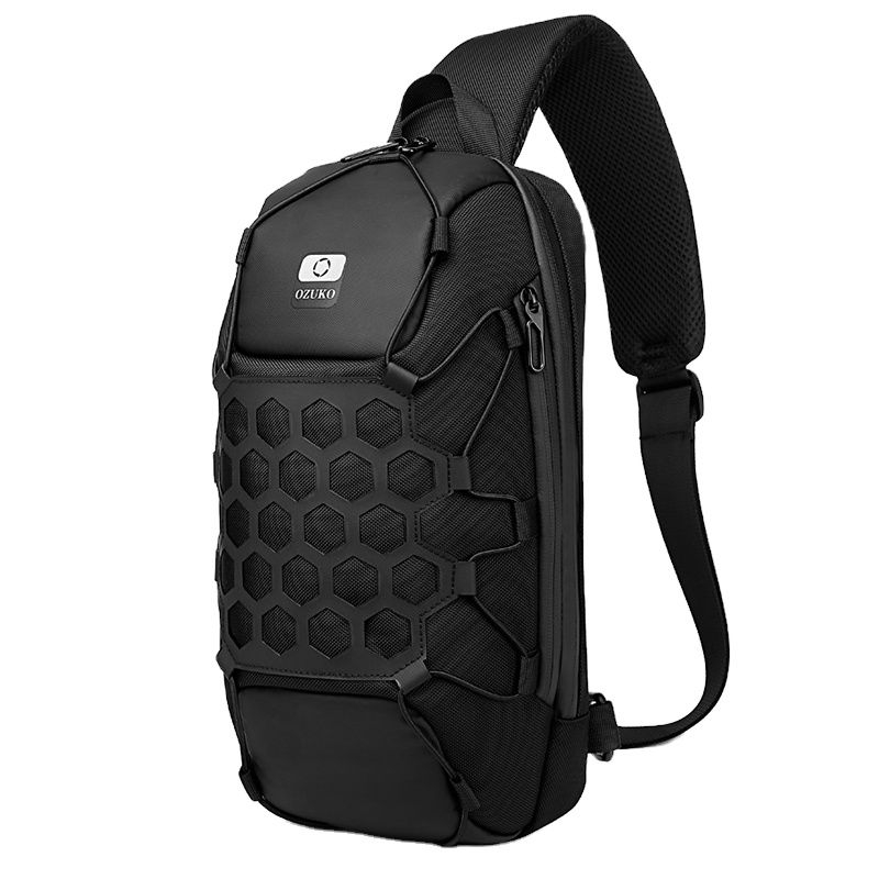 Ozuko outdoor shoulder bag with USB + lock Black 5L