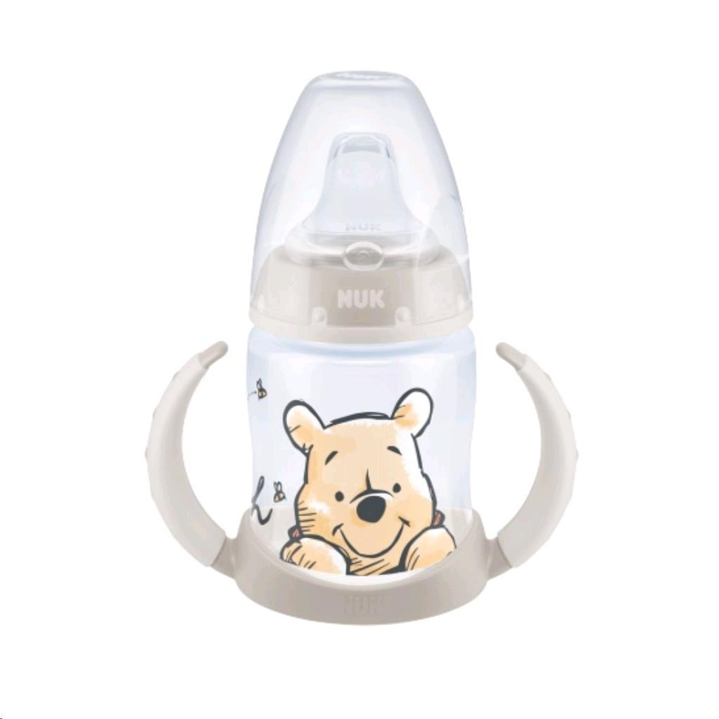 Dojčenská fľaša na učenie NUK Medvedík Pú s kontrolou teploty 150 ml béžová medvedík Farba: Béžová