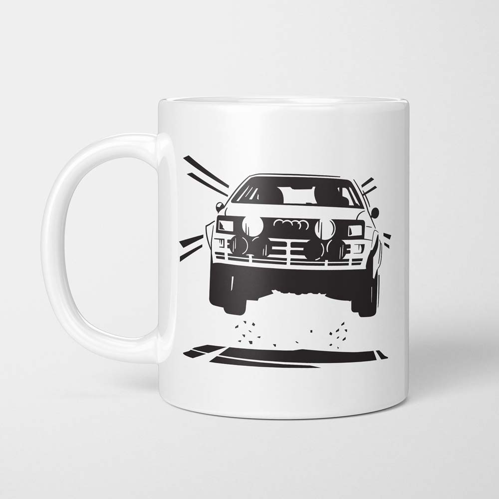 Automotive mug with Group B Audi Quattro rally car - 330ml
