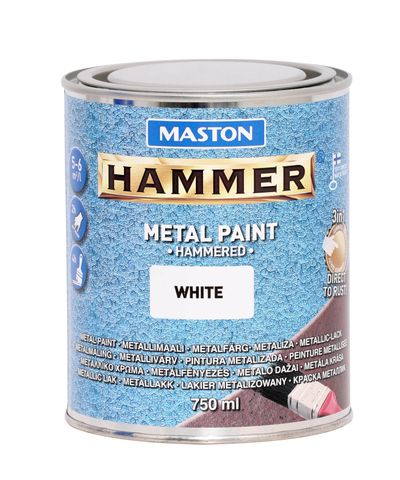 Paint hammer smooth white 750ml universal paint for metal