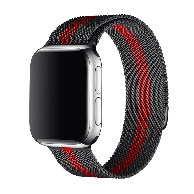 Módny Milánsky remienok pre Apple Watch Farba: Čierna-červená-čierna, Veľkosť ciferníka Apple watch: 38/40/41mm