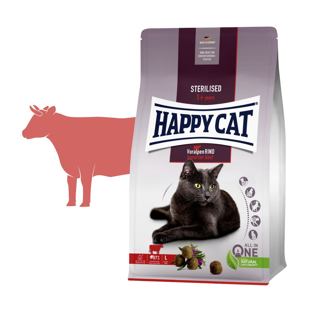 Happy Cat Sterilised Voralpen-Rind / vită 300 g