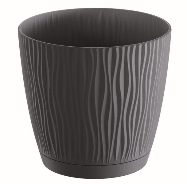 Sandy flower pot with anthracite bowl