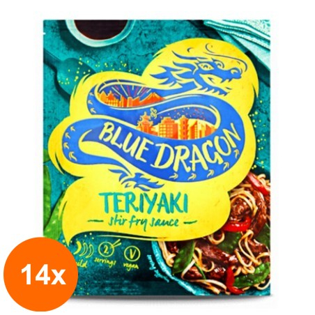 Sett 14 x Teriyaki-saus i pose - Stir Fry Blue Dragon, 120 g...