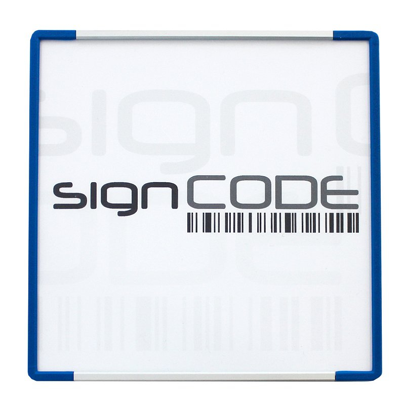 Orientační tabulka SignCode s plexi, modrá 210x600 mm
