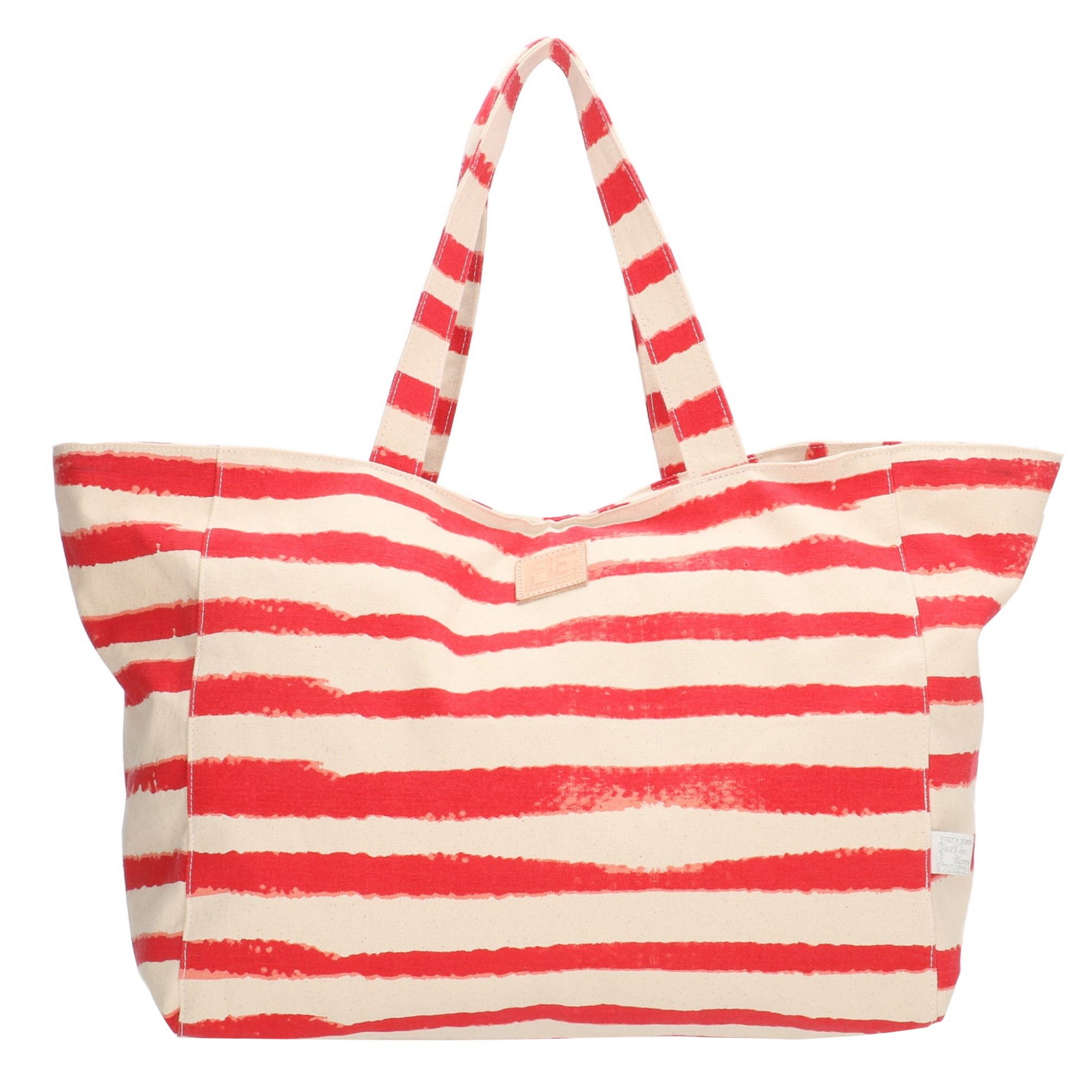 PE Florence Bavlněná pruhovaná plážová taška PE-Florence - červená