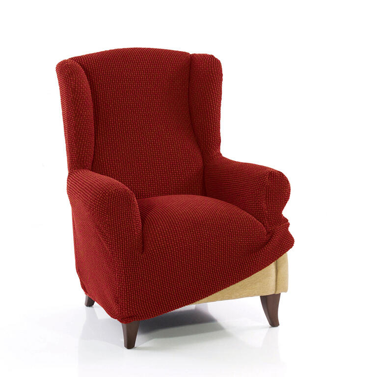 Super stretchy covers NIAGARA brick-colored wingback chair (w. 70 - 95 cm)