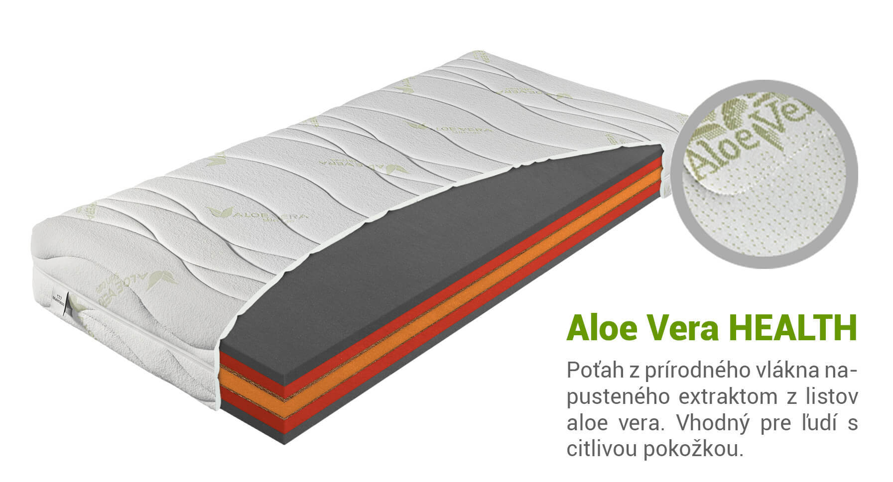 Antibacterial mattress Bryce 80x200 Cover: AloeVera