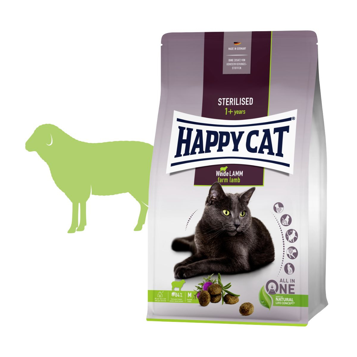 Happy Cat Sterilised Weide-Lamm / Miel 10 kg