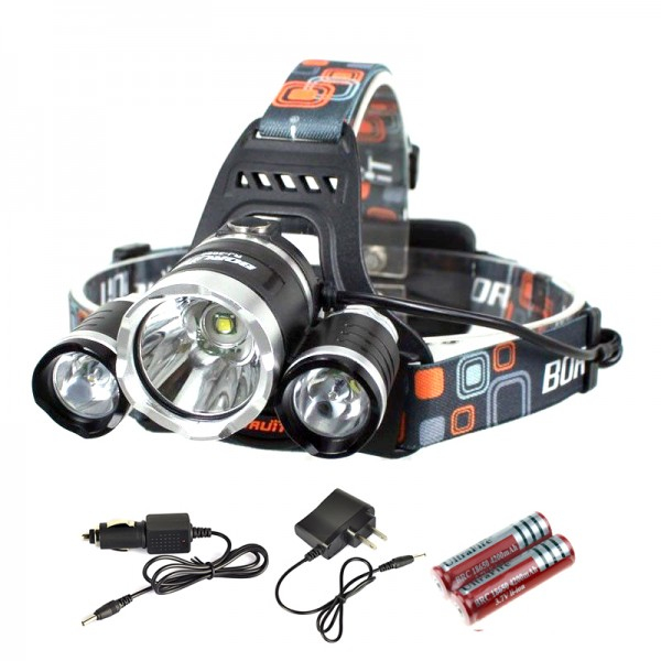 BORUiT RJ-3000 rechargeable headlamp with two 5800 mAh batteries