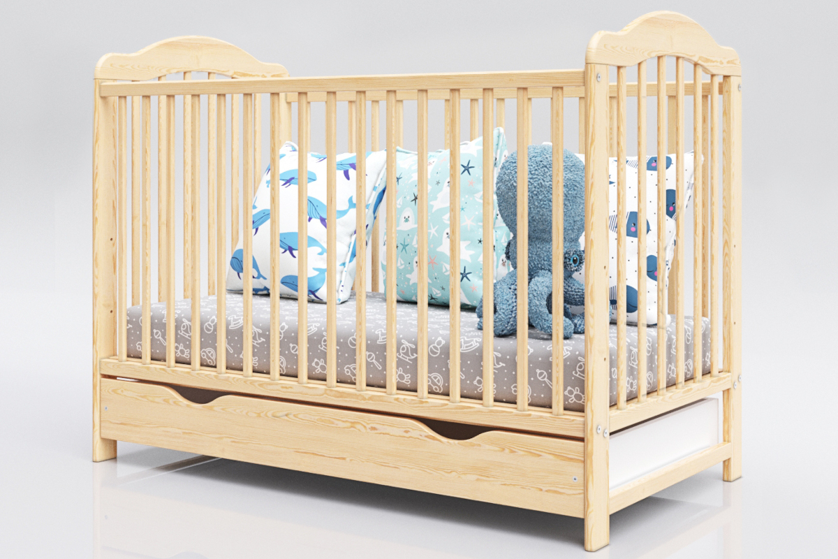 Kinderbett Alek mit abnehmbaren Seiten - naturbelassen - Bett + Stauraum