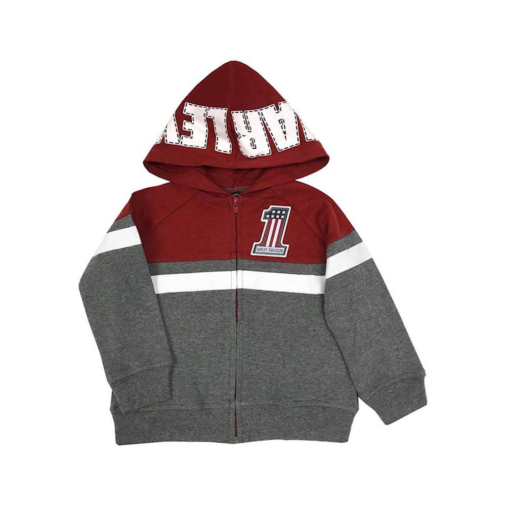 Boy grey red no1 hoodie - 6 T