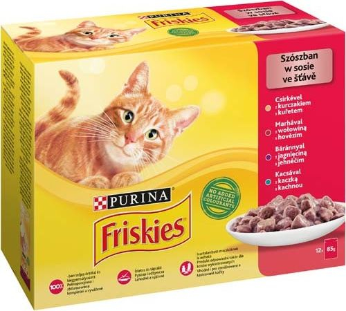 Friskies hrană pentru pisici la plic - pui, vită, miel și rață în sos 12 x 85 g
