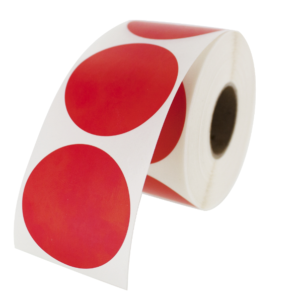 Samolepicí etikety kulaté 35 mm, 1000 ks, červené papírové pro TTR, role