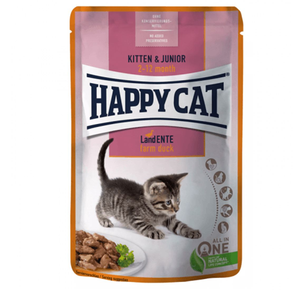 Happy Cat Meat In Sauce Kitten & Junior Land-Ente 85 g