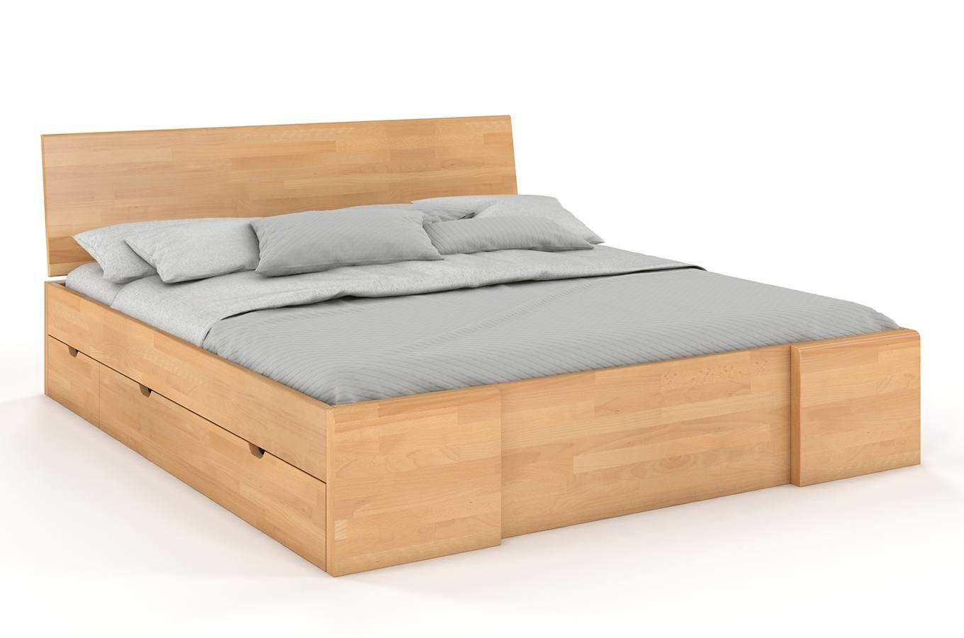 Dřevěná postel s úložným prostorem Hessler buk - přírodní 160 x 200 cm