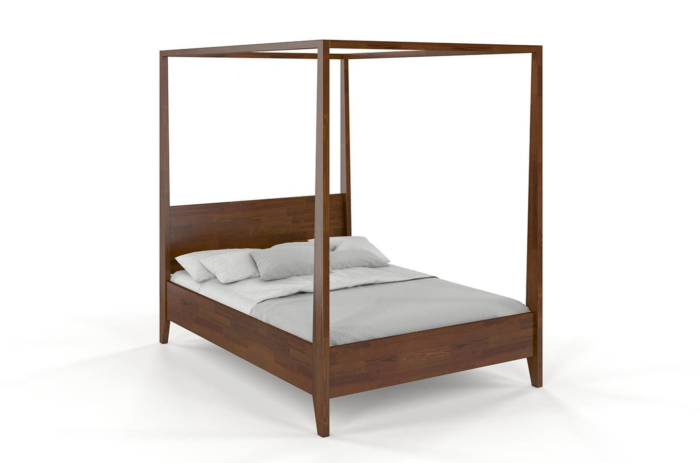 Masivní postel s nebesy Canopy borovice – ořech 120 x 200 cm