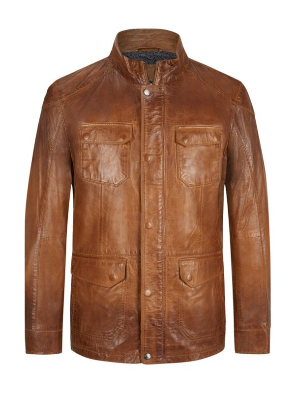 Milestone, Leather Field Jacket Brown