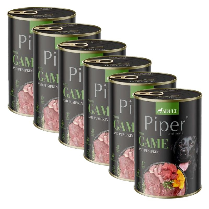Piper Adult conservă pentru câini cu carne de vânat și dovleac 6 x 400 g