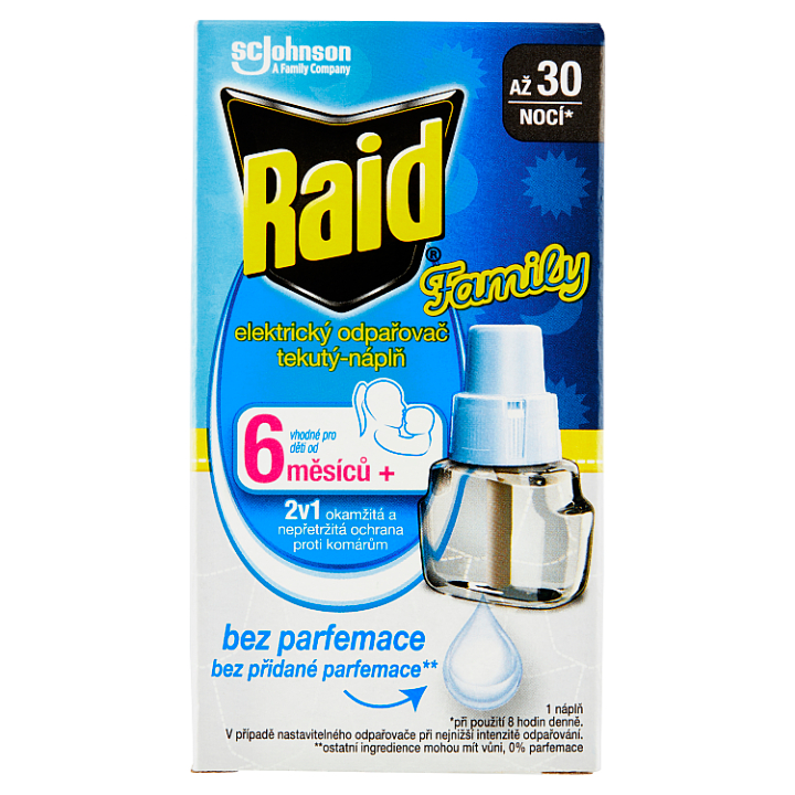 Raid Family náhradná tekutá náplň proti komárom - 30 nocí 21 ml