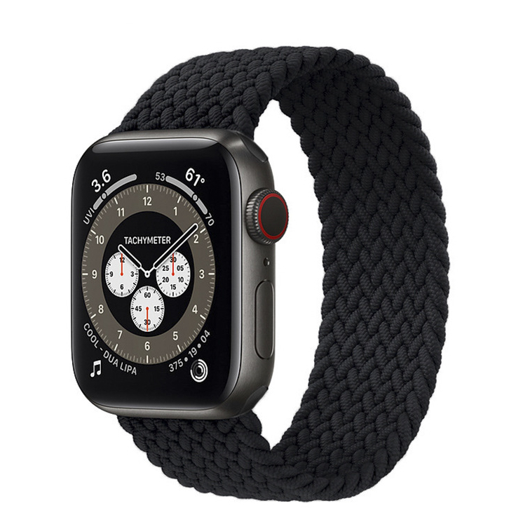 Nylonový elastický remienok na Apple Watch Farba: Čierna, Veľkosť remienka a ciferníka Apple Watch: M - 130mm (42/44/45mm)