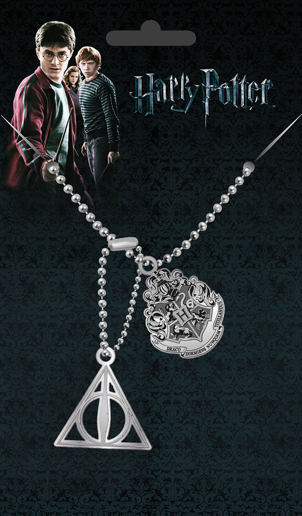 GYE Harry Potter náhrdelník relikvie smrti a erb Bradavic