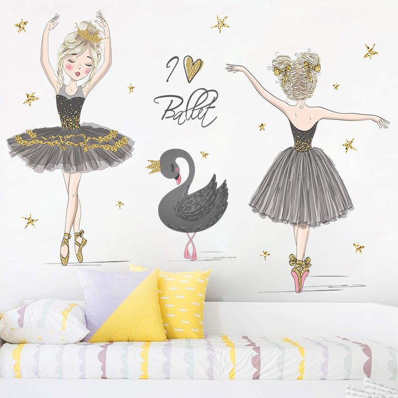 Kids room wall sticker - Ballerinas with swan wall sticker