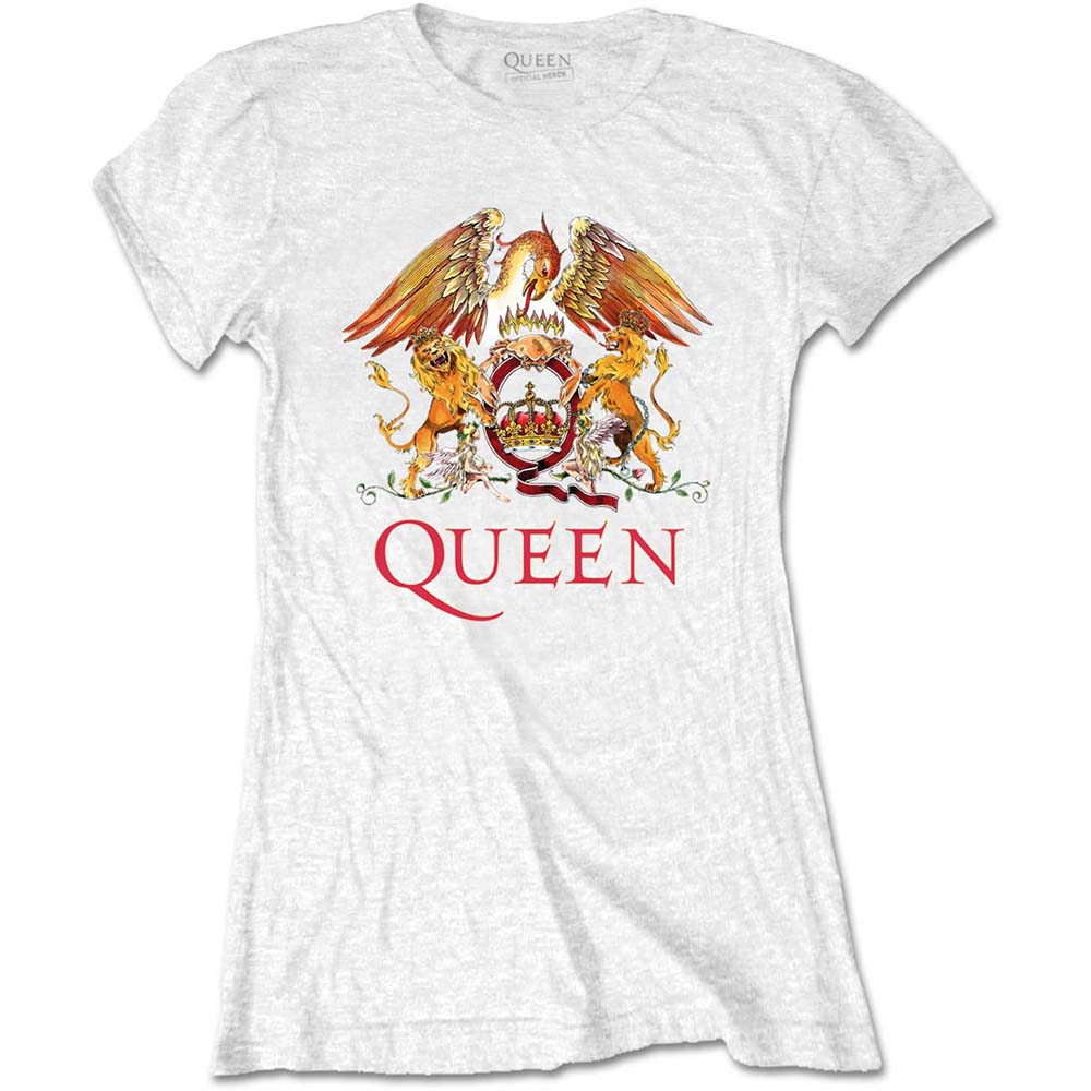 Queen tričko Classic Crest Biela L