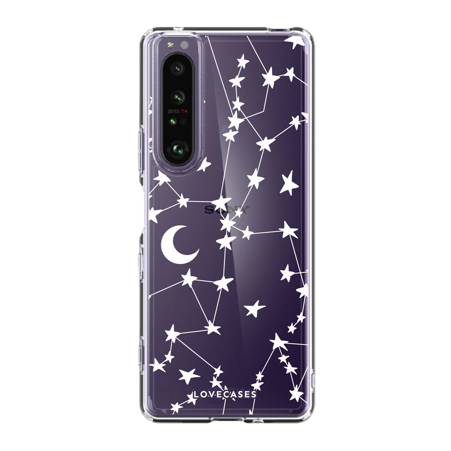 Pouzdro LoveCases White Stars And Moons Gel - Pro Sony Xperia 1 IV