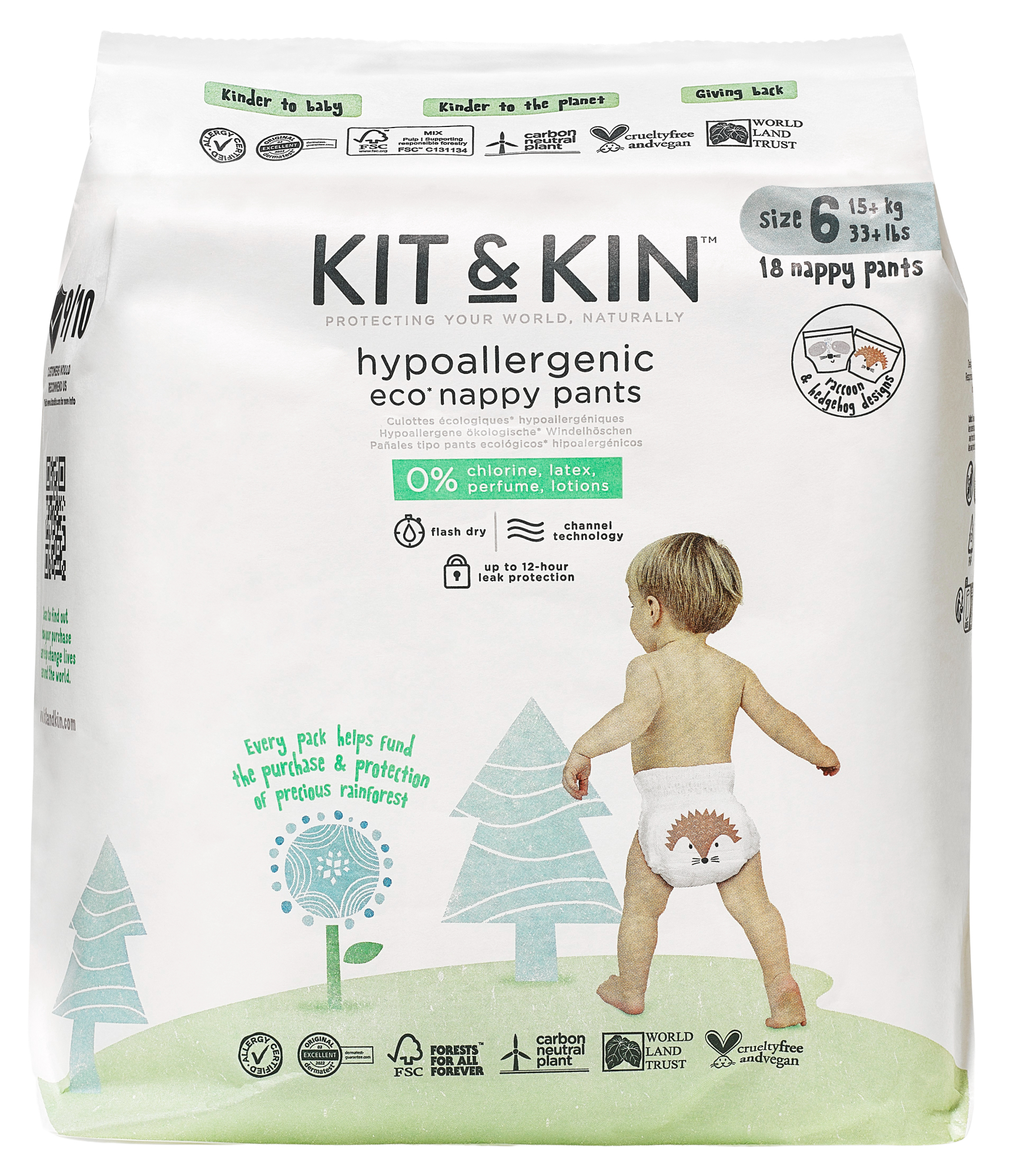 KIT & KIN Nohavičky plienkové jednorazové eko 6 (15 kg+) 18 ks