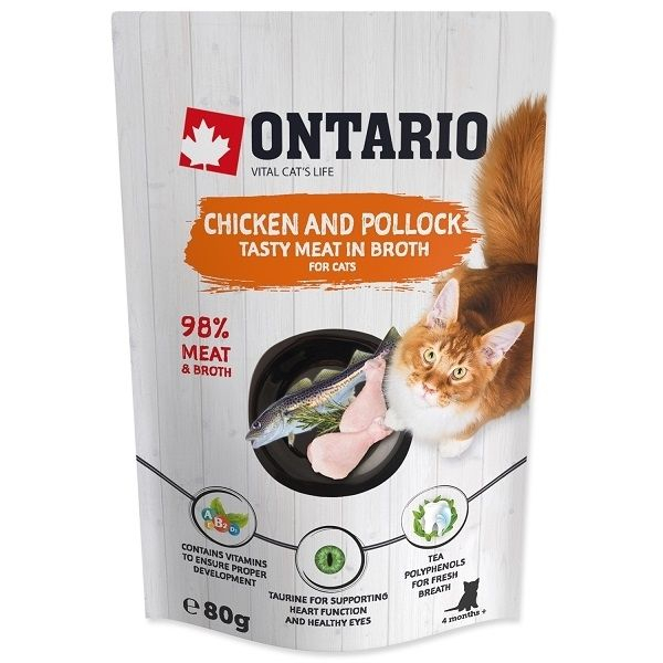 Ontario Cat cu pui și pește cod 80 g