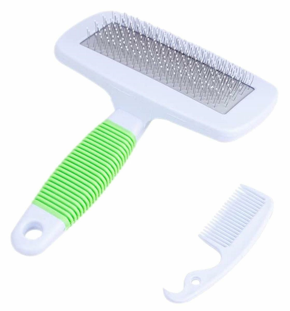 White and green hairbrush for pets