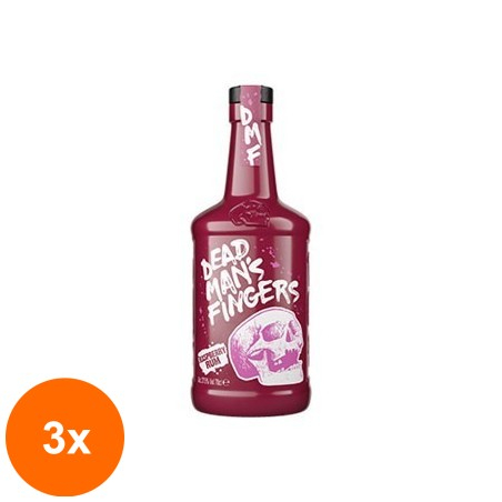 Set 3 x Rom Dead Mans Fingers, Zmeura, Raspberry Rum, 37.5% Alcool, 0.7 l...