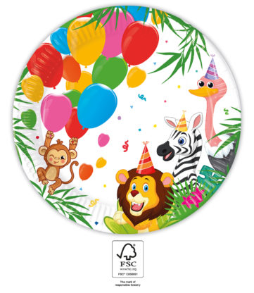 Magas minőségű komposztálható tányérok - Jungle Balloons 8 db