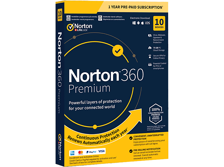 Nortonlifelock Norton 360 Premium 75Gb, 1 användare, 10 enheter, 1 år