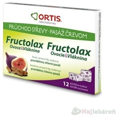 Fructolax ovoce & vlákno 12 žvýkacích kostek se příchutí fíků a rebarbory
