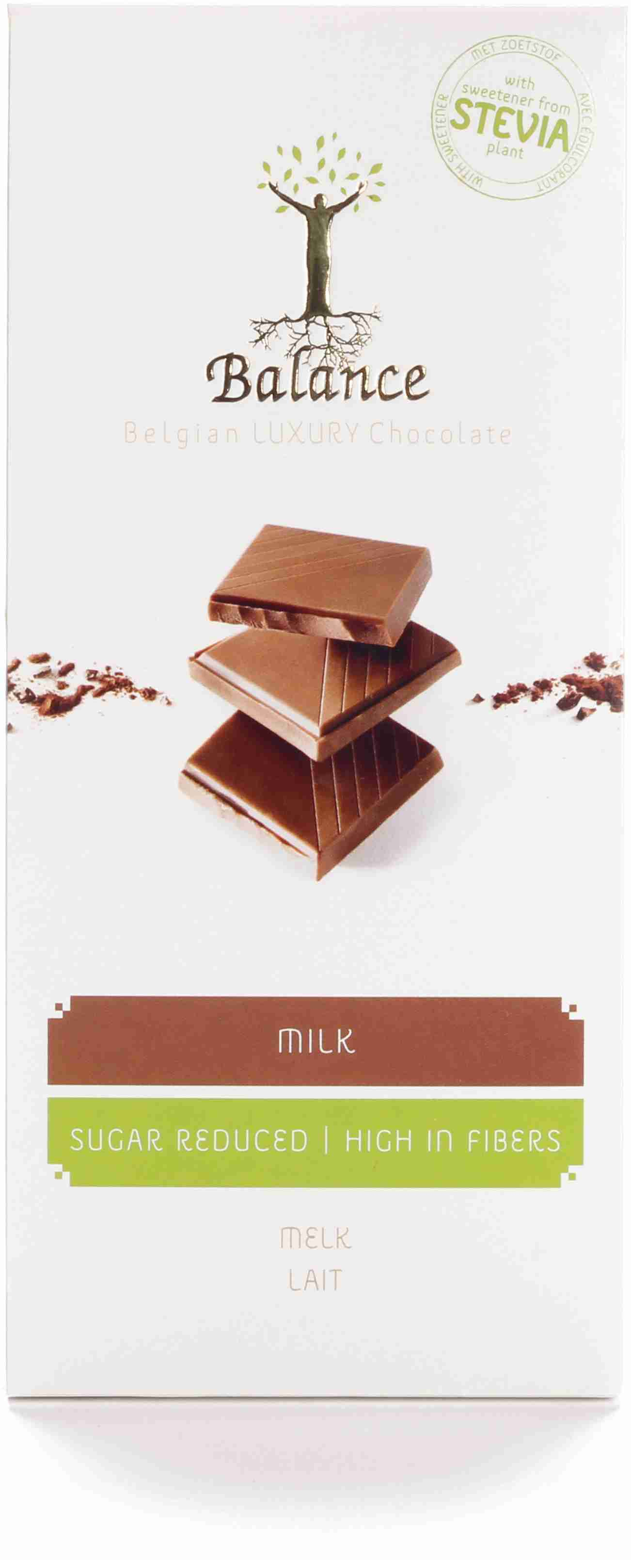 Čokoláda STEVIA mléč. 38% bez přid. cukru 85g BALANCE